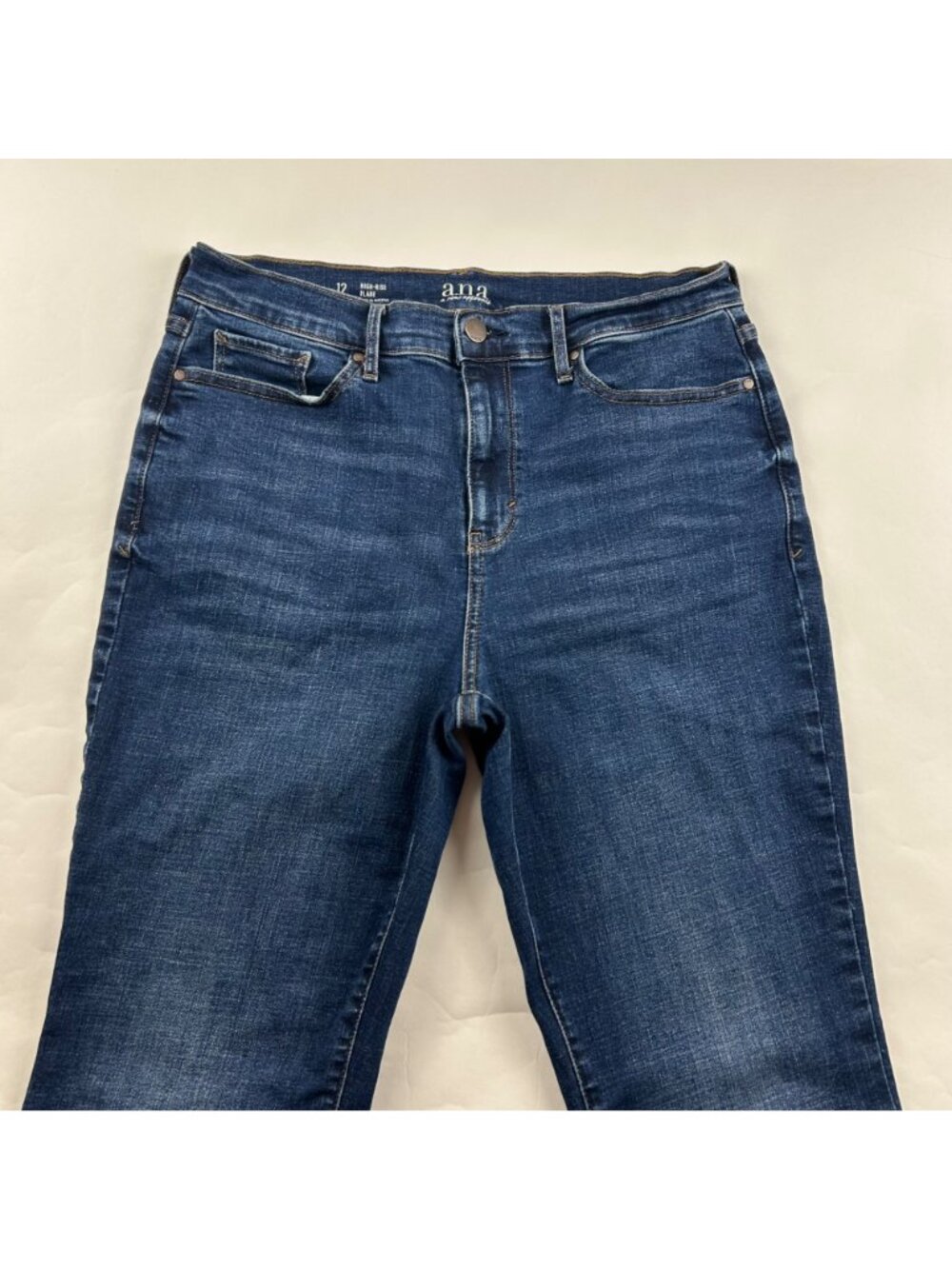 a.n.a. Dark Wash High Rise Flare Jeans 12 - Picture 2 of 6